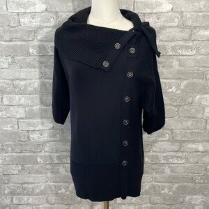 White House Black Market Black Button Sweater